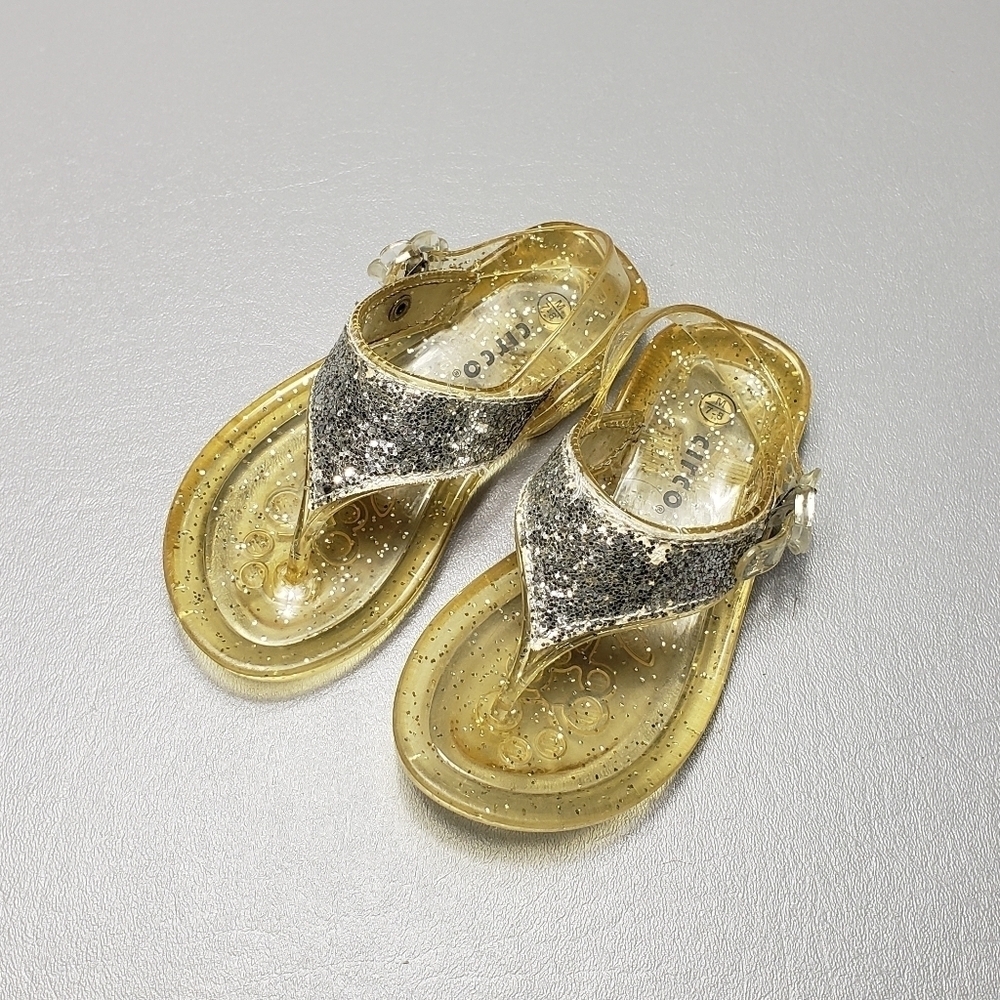 toddler girls circo jelly glitter sandals size medium 7-8